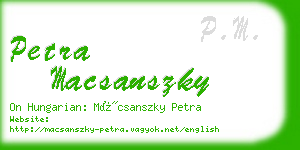 petra macsanszky business card